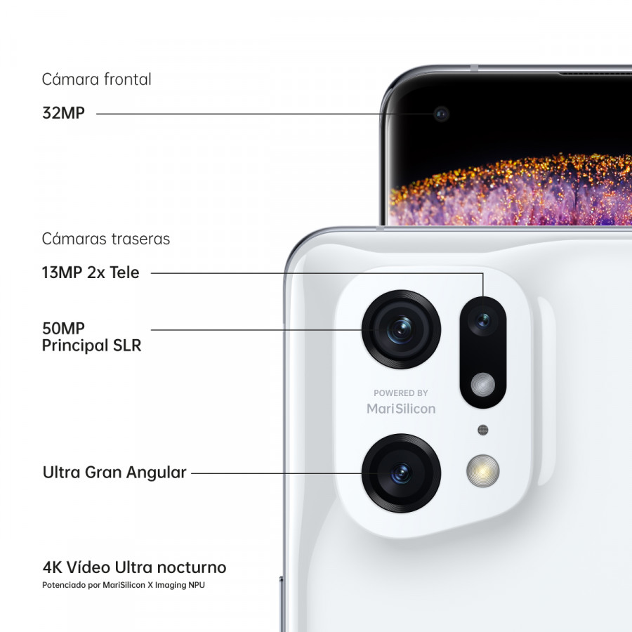 Smartphone movil Oppo Find X5 Pro 5G con camara sony Hasselblad, gran angular y video 4k y telezoom.
