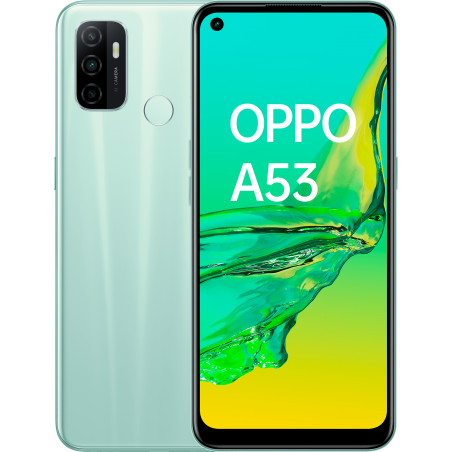 OPPO A53 Mint Cream, frontal y trasera