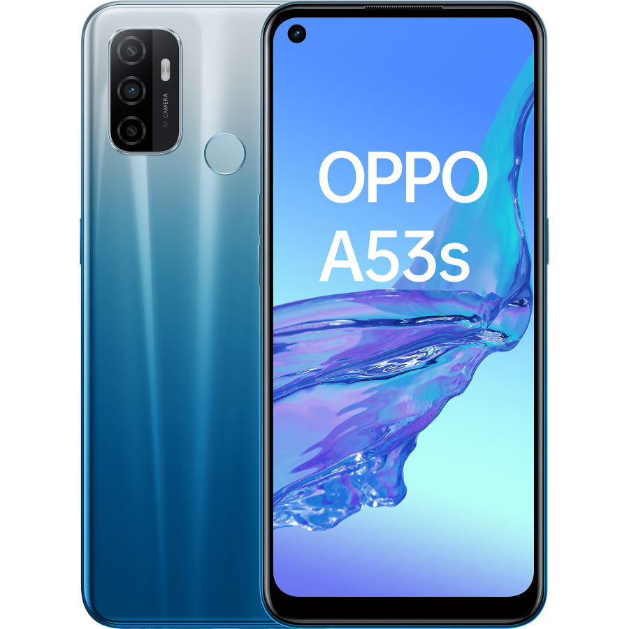 OPPO A53 S Fancy Blue, Frontal, Trasera OPPO A53 S Fancy Blue, Frontal, Trasera