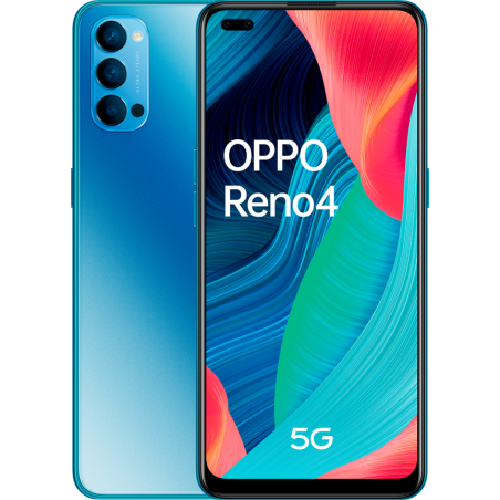 Oppo reno 4 5g, Galactic Blue, trasera y frontal